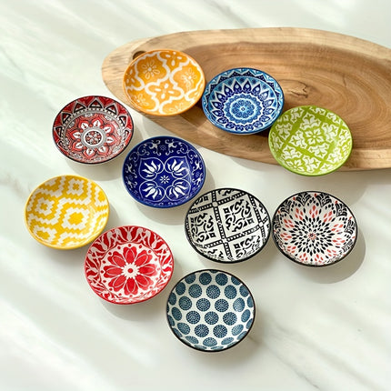 6pcs Ceramic Seasoning Plate, Bohemia Plate, Sauce Dish, Household Soy Sauce Vinegar Spices Plate, for Home Kitchen Restaurant Sushi Bar, Gatherings, Hot pot, Picnics, Camping, Barbecuw, Cold Dish, Kitchen Tableware, Dinnerware Accessories - The Fusion Mart UK