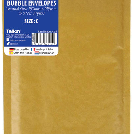 just sationary size c peel & seal bubble envelopes 150mm X 215mm 5 pack - The Fusion Mart UK