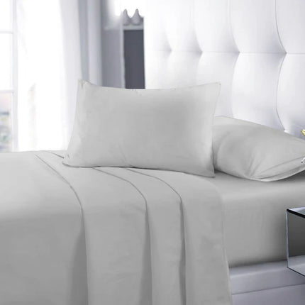 ELAFY LUXURY MICROFIBER FITTED SHEET 25CM DEEP EXTRA SOFT FEELS LUXURIOUS 137CM 190CM SILVER - The Fusion Mart UK
