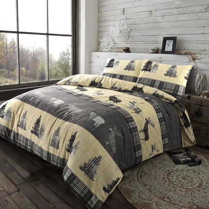 XMAS Stag Tartan Thermal Flannel Duvet Cover Set