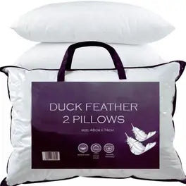 Duck Feather & Down Pillows Extra Filled Hotel Quality 100 Soft Luxury Microfiber Pack of 1or 2&4 - The Fusion Mart UK