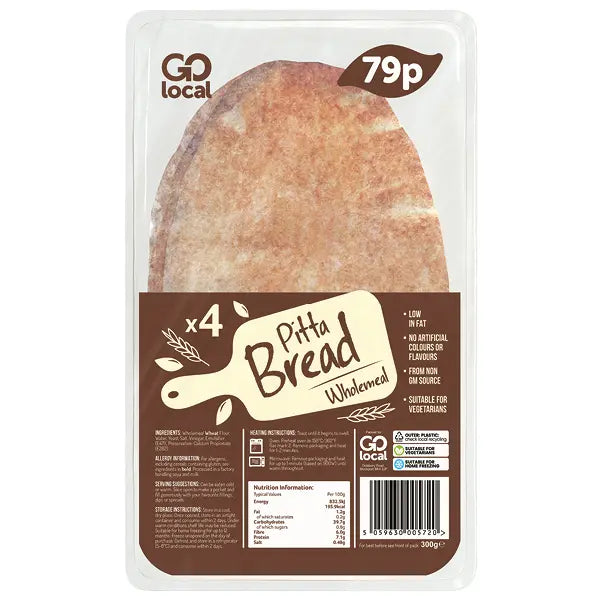 Wholemeal Pitta Bread - Pack of 4