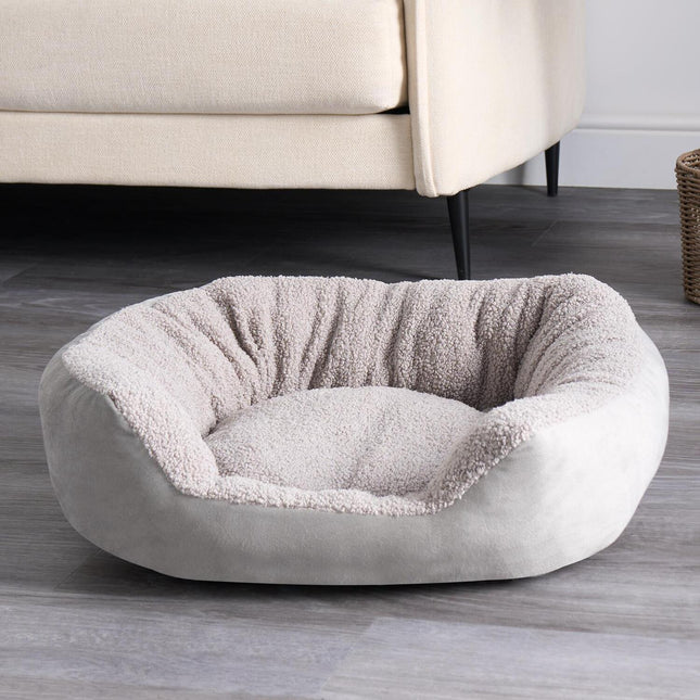 TEDDY MATTE VELVET SQUARE PET BED CHARCOL LARGE