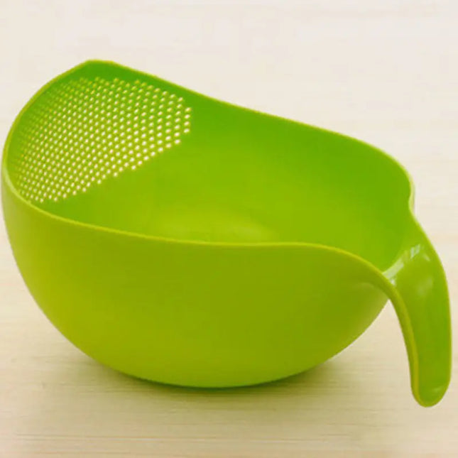 1pc Multifunctional Plastic Rice Basin with Handle, Four-Sided Dense Holes, Drainage Basket, Fruit Basin, More Convenient to Use, More Sanitary