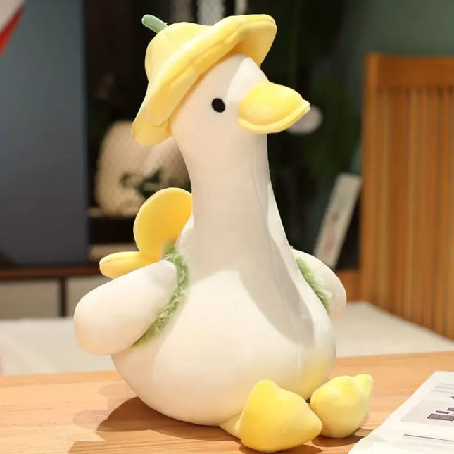 1pc Cute Soft Plush Duck Toy - Yellow & Whit