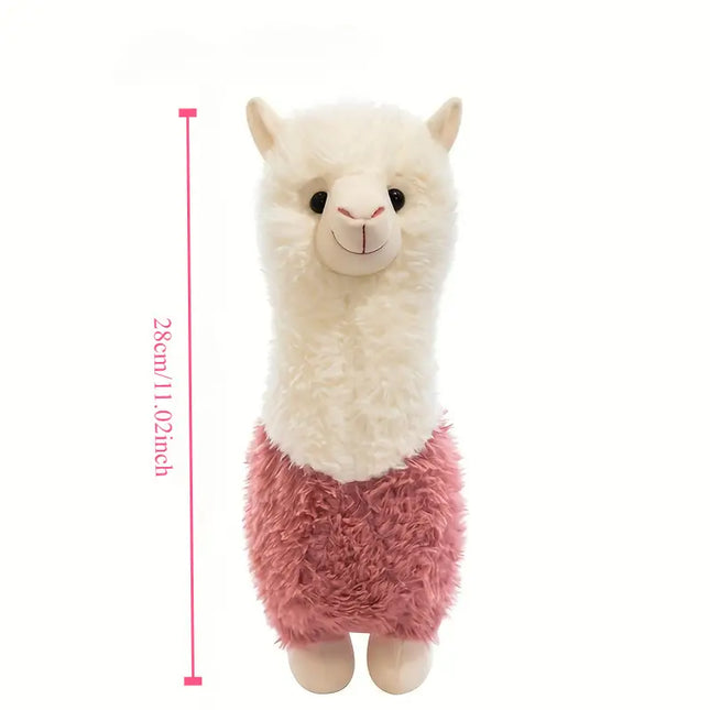 1pc Adorable Alpaca Plush Toy - Soft Polyester Stuffed Animal in Mixed Colors (Green, Pink) with Blue Ears & Smiling Faces, Perfect Birthday Gift for Youngsters