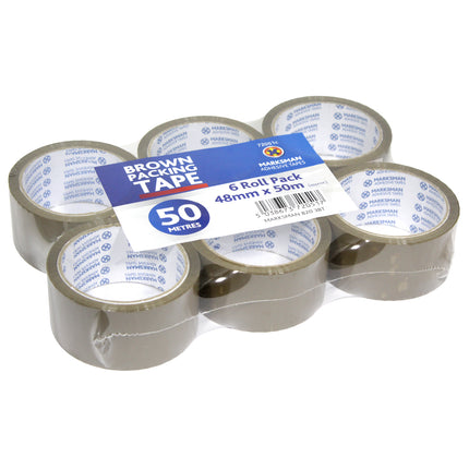 Marksman Brown Packing Tape 48mm X 50m 6 Pack - The Fusion Mart UK