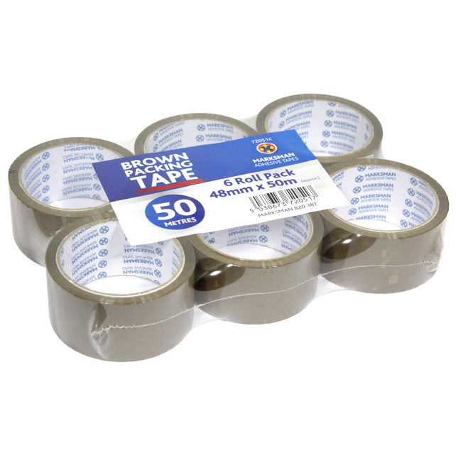 Marksman Brown Packing Tape 48mm X 50m 6 Pack - The Fusion Mart UK