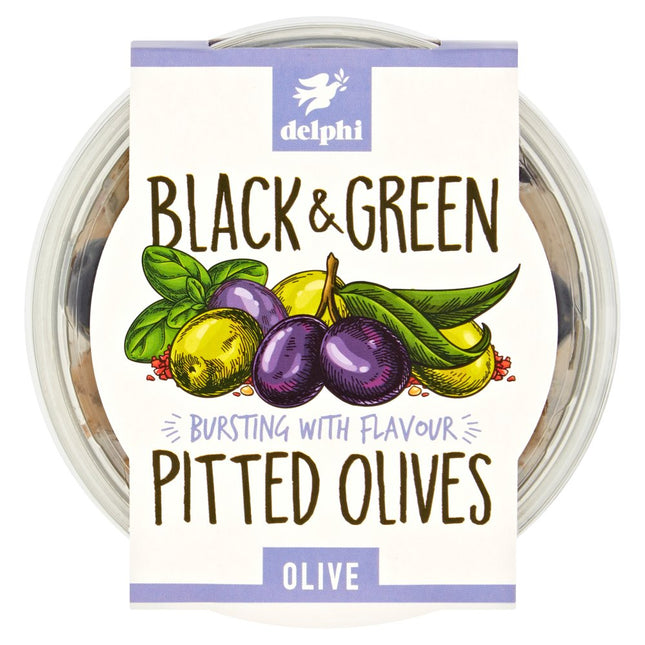 DELPHI BLACK GREEN PITTED OLIVES