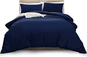 Navy Bedding Duvet Cover Set PlainNavy / Double - The Fusion Mart UK