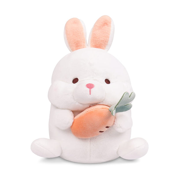 Adorable White Rabbit Plush Toy with Carrot - Soft Fabric Stu - The Fusion Mart UK