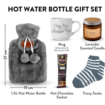 Birthday Gift Set For Women, Mum, Her, Friend, Sister, Mothers Day Gifts, Christmas Gifts For Women, Valentines Day - Mug, 1.5L Hot Water Bottle, Fluffy Socks, Scented Candle & Cocoa Powder - The Fusion Mart UK