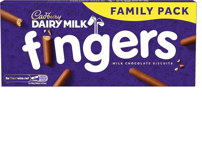 Cadbury Dairy Milk Fingers Milk Chocolate Biscuits, Crunchy Biscuits Coated in Milk Chocolate