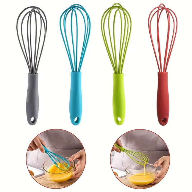 4pcs Silicone Mini Whisk - Perfect for Adults - Ideal for Blending, Whisking, Beating, And Stirring - Essential Baking Tool And Kitchen Gadget - Back to School Supply - for Baking Enthusiasts & St