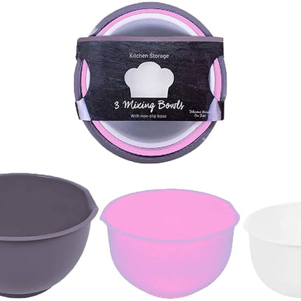 3pcs Stainless Steel Pink Mixing Bowls, Baking And No