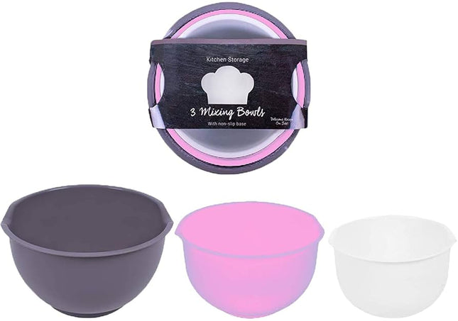 3pcs Stainless Steel Pink Mixing Bowls, Baking And No - The Fusion Mart UK