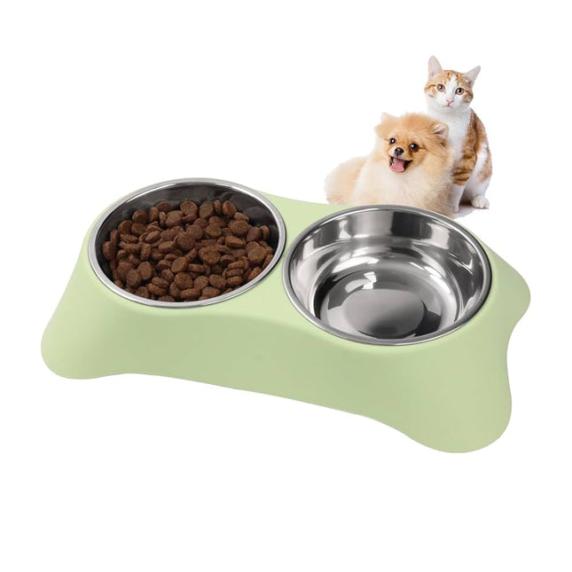 Stainless Steel Dual Pet Bowl for Dogs and Cats - The Fusion Mart UK