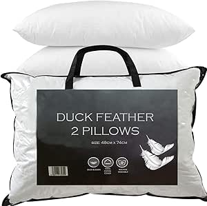 Duck Feather & Down Pillows Extra Filled Hotel Quality 100% Soft Luxury Microfiber Pack of 1or 2 & 4 - The Fusion Mart UK