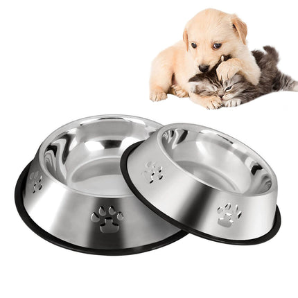 2pcs Stainless Steel Dog Bowls with PRINT - The Fusion Mart UK