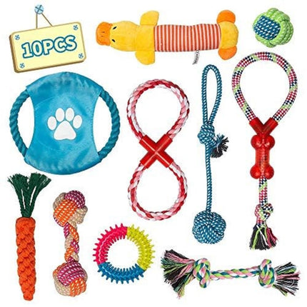 Dog Rope Toys Rope, Dog Toys Puppy Chew Toys from 8 Weeks, for Small and Medium Dog (10pcs) - The Fusion Mart UK