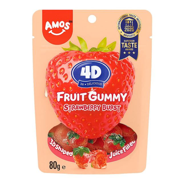 4 D FRUIT GUMMY STRAWBERRY BRUST 80G - The Fusion Mart UK
