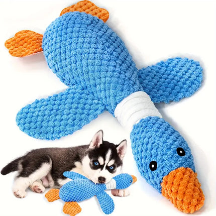 Durable Plush Goose-Shaped Dog Toy, Soft Bite-Resistant Canvas Fabric with Checkered Pattern, Interactive Play & Dental Health, Suitable for All Dog Breeds, Dog Chew To - The Fusion Mart UK