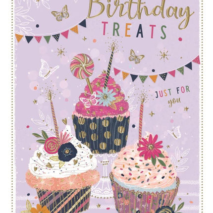 floral birthday card pink cupcake - The Fusion Mart UK