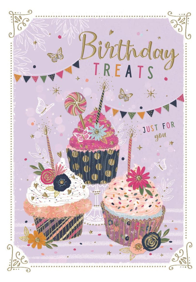floral birthday card pink cupcake - The Fusion Mart UK