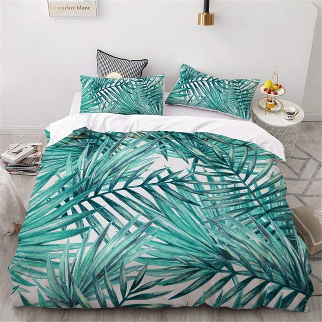Printed Duvet Cover Palm Leaf DesignDouble - The Fusion Mart UK