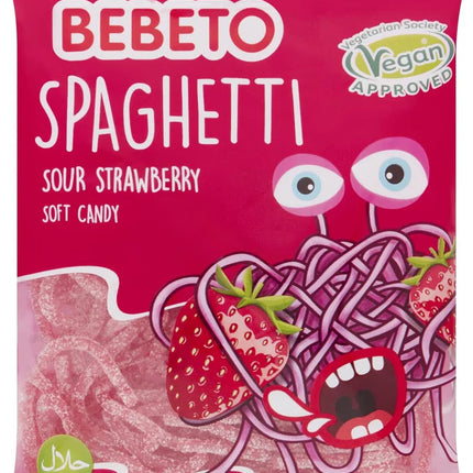 Bebeto Spaghetti Sour Strawberry Soft Candy