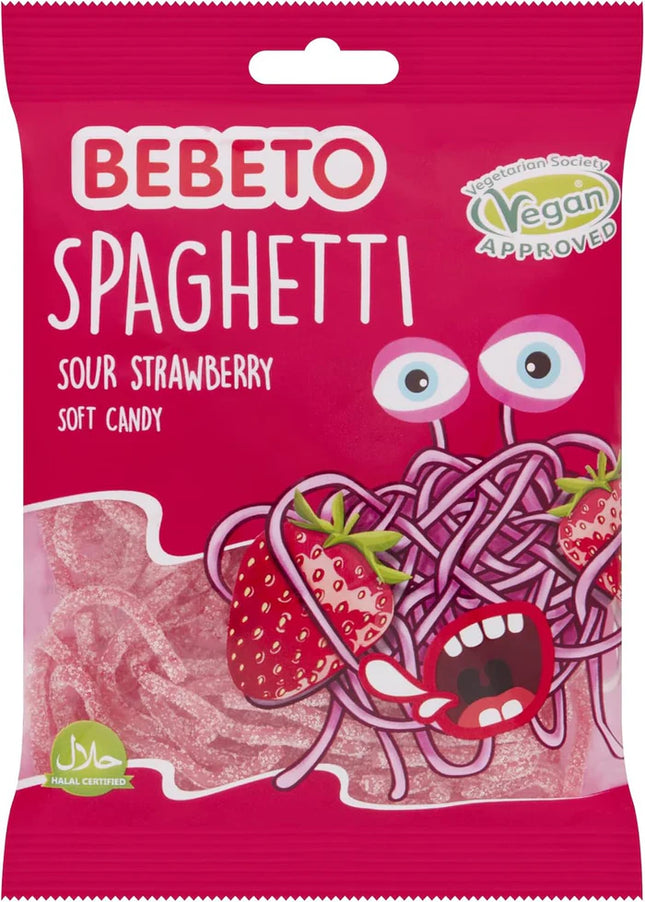 Bebeto Spaghetti Sour Strawberry Soft Candy