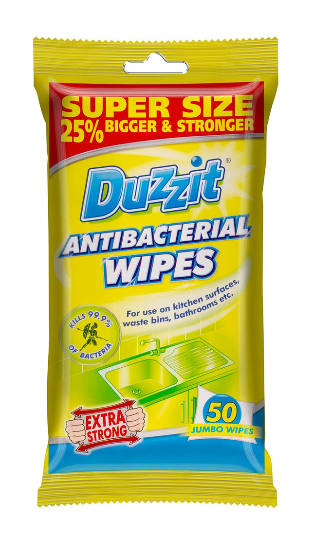 Duzzit Clean & Fresh Biodegradable Anti-Bacterial Wipes 50 Pack