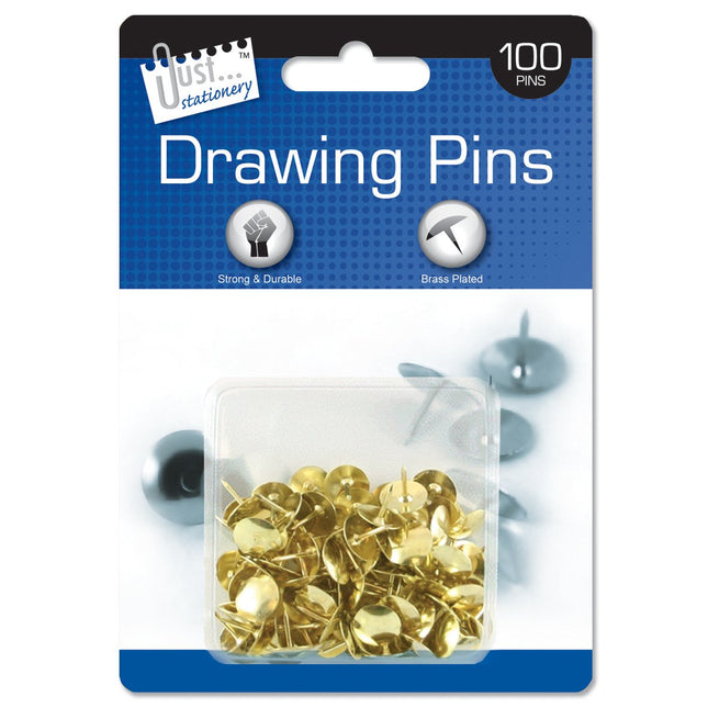 Just Stationery Gold Drawing Pins 100pack - The Fusion Mart UK