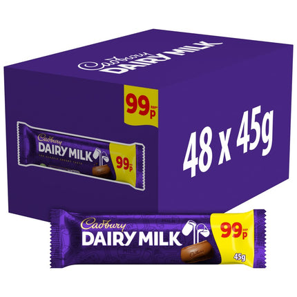 Cadbury Dairy Milk 99P PMP Chocolate Bar 45 g    48*45g pack - The Fusion Mart UK
