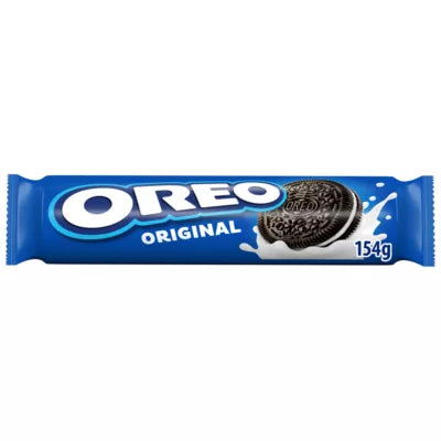 OREO Original cookies from The Fusion Mart UK, showing a close-up of classic chocolate sandwich cookies with cream filling.