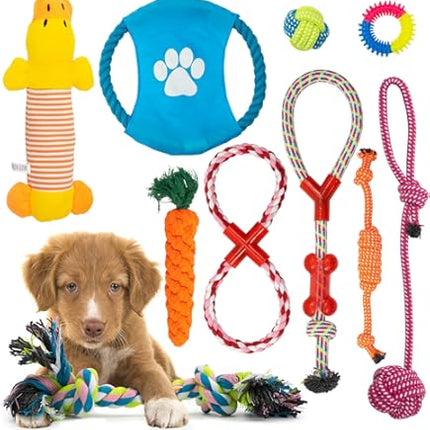 7pcs Natural Dog Rope Chew Toys for Small Dogs, Interactive Puppy Teething & Tug Toys with Colorful Knots, Durable & Safe for 8 Weeks to Medium Breeds, Promotes Dental Health & Mental Stimulation, Dog Toy - The Fusion Mart UK