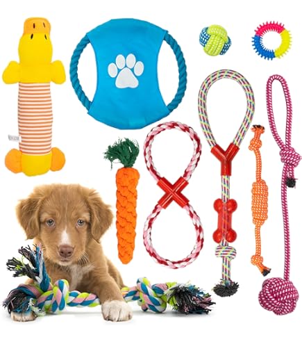 7pcs Natural Dog Rope Chew Toys for Small Dogs, Interactive Puppy Teething & Tug Toys with Colorful Knots, Durable & Safe for 8 Weeks to Medium Breeds, Promotes Dental Health & Mental Stimulation, Dog Toy - The Fusion Mart UK