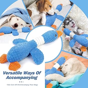Blue 1pc Durable Plush Goose-Shaped Dog Toy, So… BLUE - The Fusion Mart UK