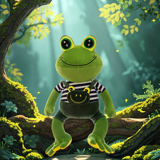 New Couple Frog Plush Toys - Adorable Cartoonish Design with Mixed Colors, Soft Polyester Stuffed Animals for Birthdays, Holidays & Gifts (0+ Age) - The Fusion Mart UK