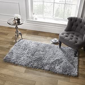 Grey Fluffy Shaggy Rug Large50 x 80 CM / Grey - The Fusion Mart UK