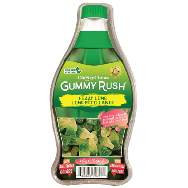 Gummy Rush Fizzy Lime Bottles Candy 160G - The Fusion Mart UK
