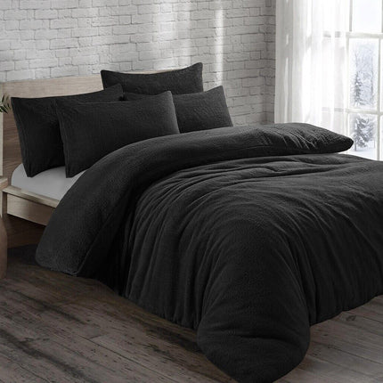 Teddy Fleece Duvet Cover Set Pillow & Fitted Sheet