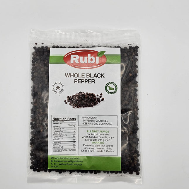 Rubi Whole Black Pepper - 100gms, 200gms, 500gms - The Fusion Mart UK