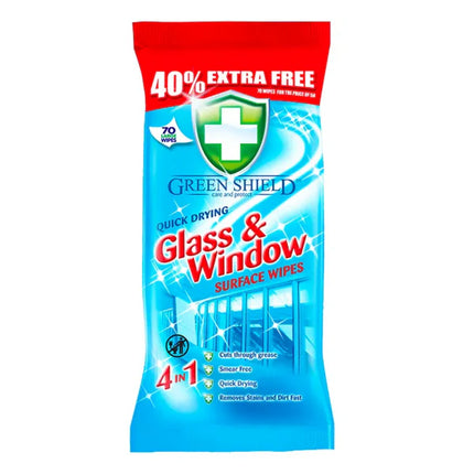 Greenshield Glass & Window Wipes 70 Sheets - The Fusion Mart UK