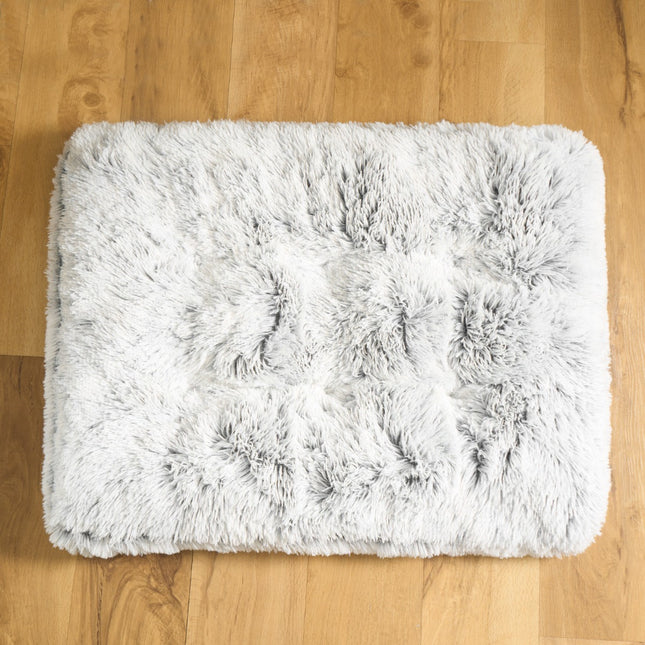 OHS/ FLUFFY RECTANGLE MAT PET BED/ GREY/WHITE/LARGE