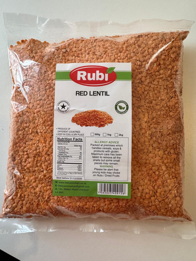 Red Split Lentils - Rubi-500g, 1Kg, 2Kg, 5Kg - The Fusion Mart UK