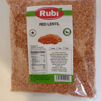 Red Split Lentils - Rubi-500g, 1Kg, 2Kg, 5Kg - The Fusion Mart UK