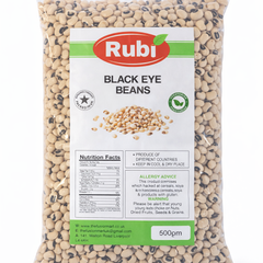 Black-eyed beans Rubi by The Fusion Mart UK in 500g, 1kg, 2kg, or 5kg packs, shown in a clear image.
