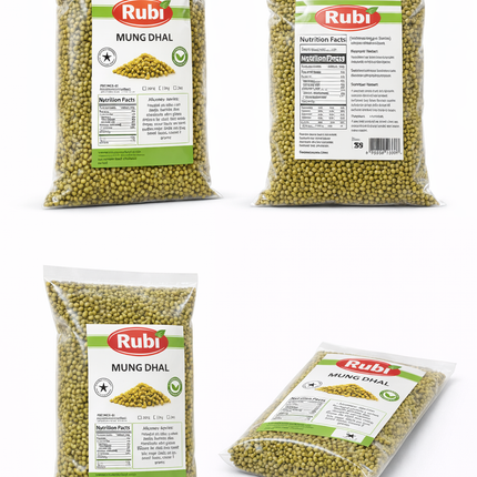 Whole Mung Dal by The Fusion Mart UK, 500g to 5kg packages, showing fresh, green mung beans in a clear bowl.