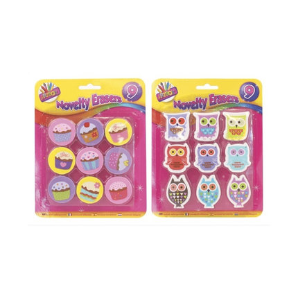 Artbox Owl & Cupcake Novelty Erasers 9 Pack - The Fusion Mart UK